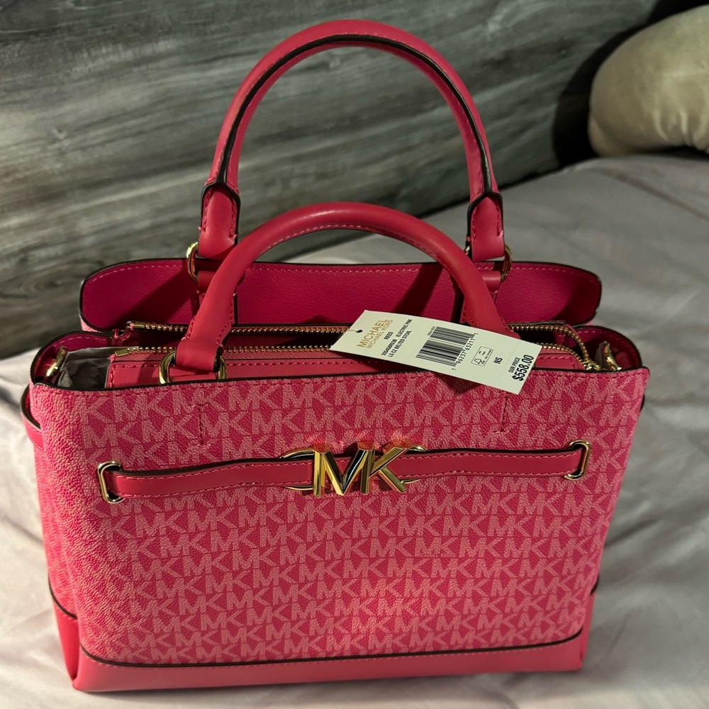 Michael Kors Purse, hot pink with gold hardware